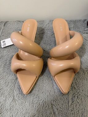 JW PEI Nude Padded Crossover Pointed Mules